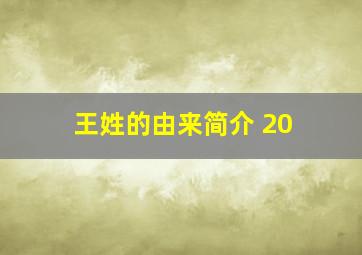 王姓的由来简介 20